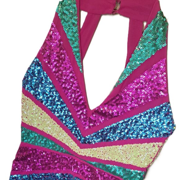 Sequin Halter Hotpants Onesy 4/6 - Picture 8 of 9